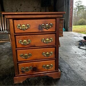 Vintage Wooden Chest with Brass Handles